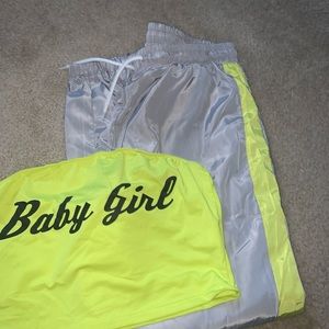 Baby girl crop top with matching pants set